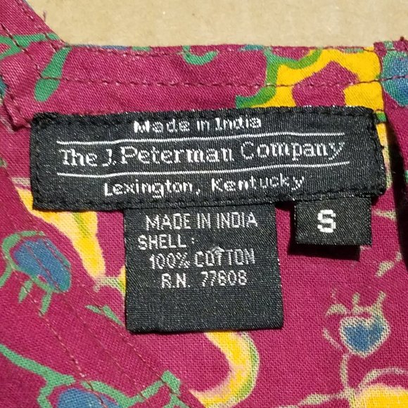 Vtg J. Peterman Company Hand Painted Floral Shift Dress - Picture 13 of 16